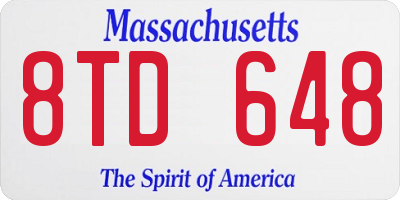 MA license plate 8TD648