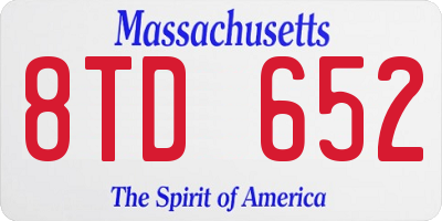 MA license plate 8TD652