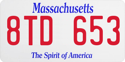 MA license plate 8TD653