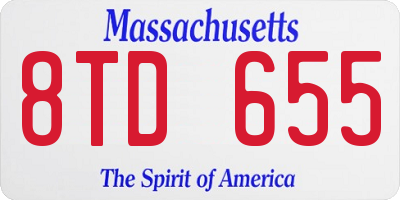 MA license plate 8TD655