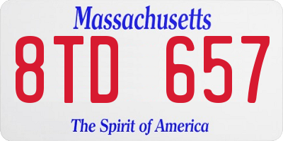 MA license plate 8TD657