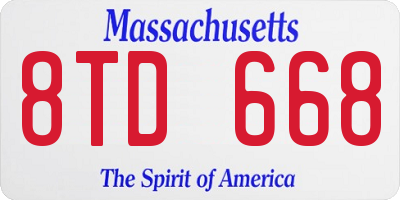 MA license plate 8TD668