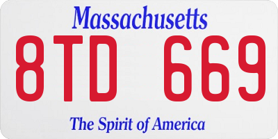 MA license plate 8TD669