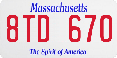 MA license plate 8TD670