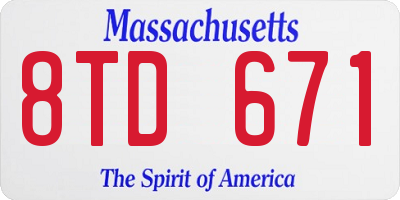 MA license plate 8TD671