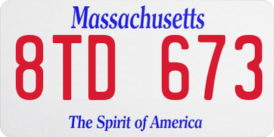 MA license plate 8TD673