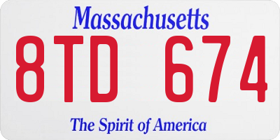 MA license plate 8TD674
