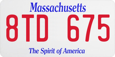 MA license plate 8TD675