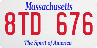 MA license plate 8TD676