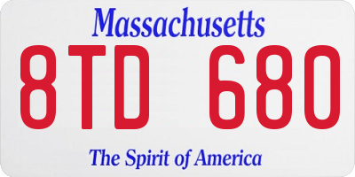 MA license plate 8TD680