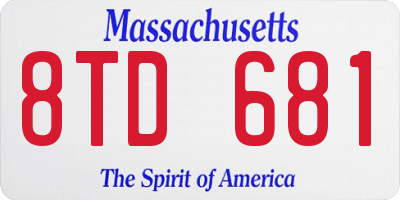MA license plate 8TD681