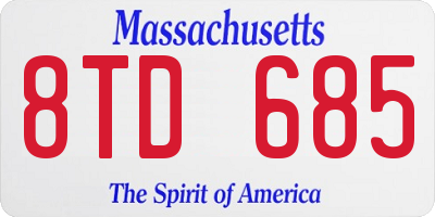 MA license plate 8TD685