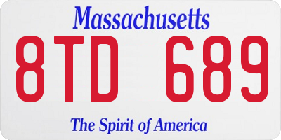 MA license plate 8TD689