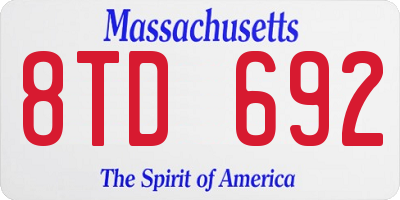 MA license plate 8TD692