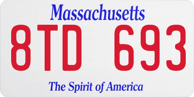 MA license plate 8TD693