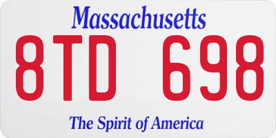MA license plate 8TD698