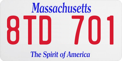 MA license plate 8TD701