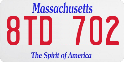MA license plate 8TD702