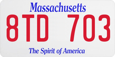 MA license plate 8TD703