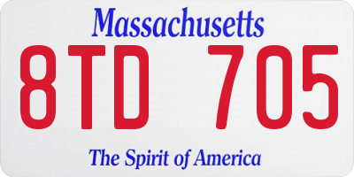 MA license plate 8TD705