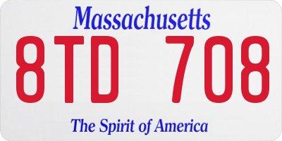 MA license plate 8TD708