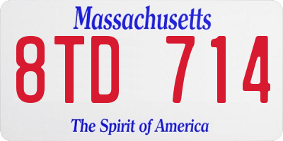 MA license plate 8TD714