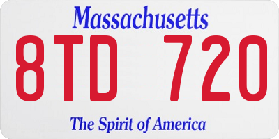MA license plate 8TD720
