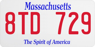 MA license plate 8TD729