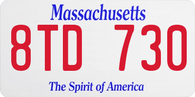 MA license plate 8TD730