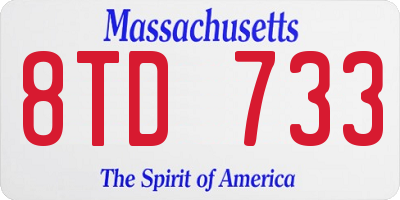 MA license plate 8TD733