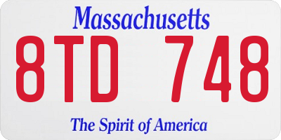 MA license plate 8TD748