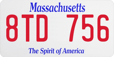 MA license plate 8TD756