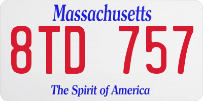 MA license plate 8TD757