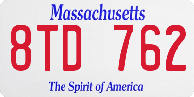 MA license plate 8TD762