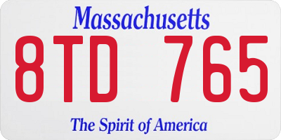 MA license plate 8TD765