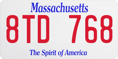 MA license plate 8TD768