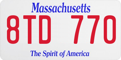 MA license plate 8TD770