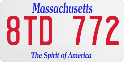 MA license plate 8TD772