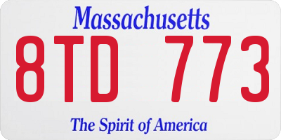 MA license plate 8TD773