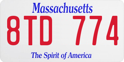 MA license plate 8TD774