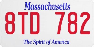 MA license plate 8TD782