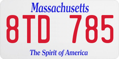 MA license plate 8TD785