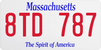 MA license plate 8TD787
