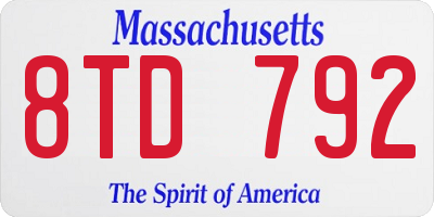 MA license plate 8TD792