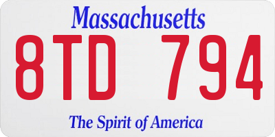 MA license plate 8TD794