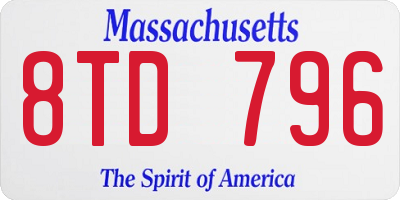 MA license plate 8TD796