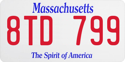 MA license plate 8TD799