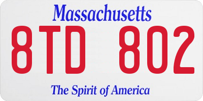 MA license plate 8TD802