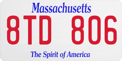 MA license plate 8TD806
