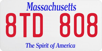 MA license plate 8TD808